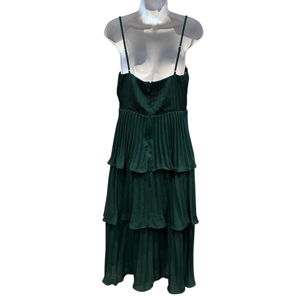 Lulus Cascading Crush Emerald Green Tiered Bustier Midi Dress Medium New - Picture 11 of 16